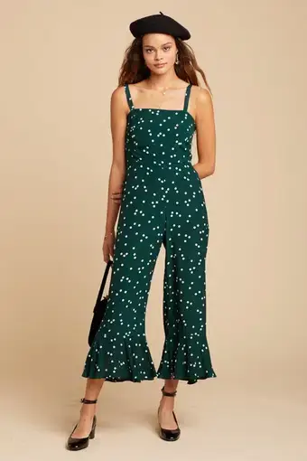 Faithfull The Brand Lea Jumpsuit Green Print Size XS / AU 6