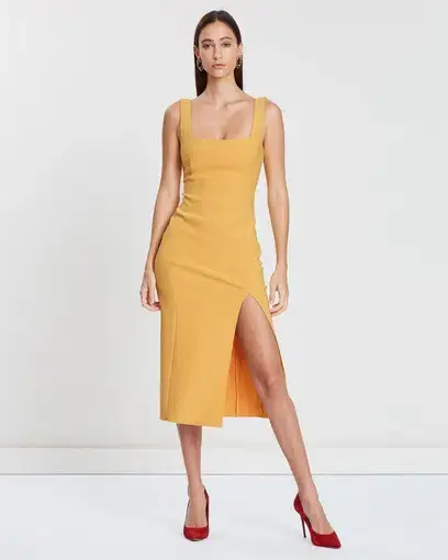 Bec and Bridge Elle Midi Dress Yellow Size 12