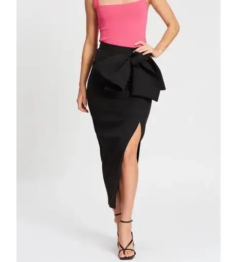 By Johnny Betina Bow Split Skirt Black Size 8 