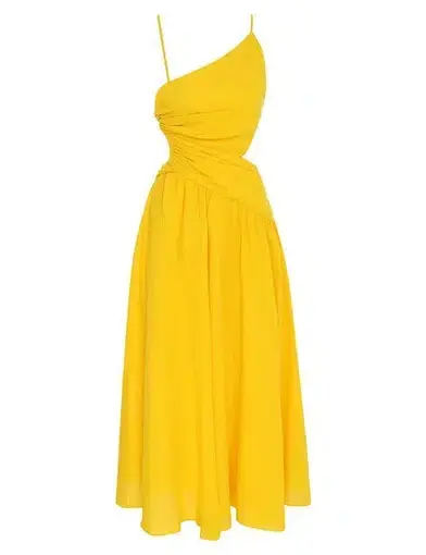 Zimmermann Ginger Asymmetric Midi Dress Marigold Size 0 / AU 8