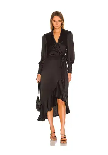 Zimmermann Silk Wrap Midi Dress Black Size 3 / Au 14