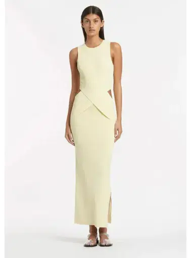 Sir the Label Kelvin Draped Midi Dress in Lemon Size AU 8