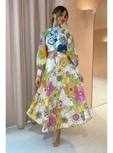 Alemais Farrah Cut Out Midi Dress In Multi Size AU 10
