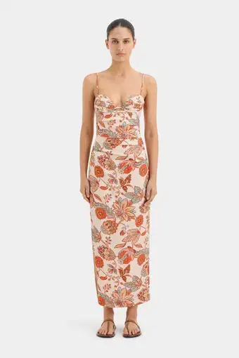 Sir the Label Noemi Balconette Midi Dress in Desert Wildflower Colour Size 1/AU8