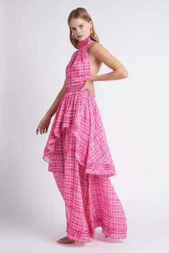 Aje Bungalow Sienna Gown Pink Check Size 8
