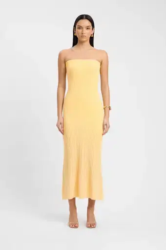 Kookai Serah Strapless Dress Yellow Size 8