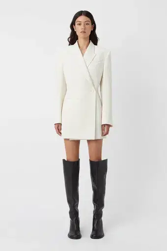 Camilla & Marc Riba Mini Blazer Dress in Cream Size 10