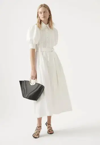 Aje Madeleine Belted Midi Dress White Size 8