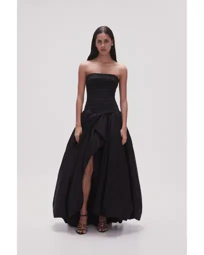 Aje Violette Bubble Hem Maxi Dress Black Size AU 6