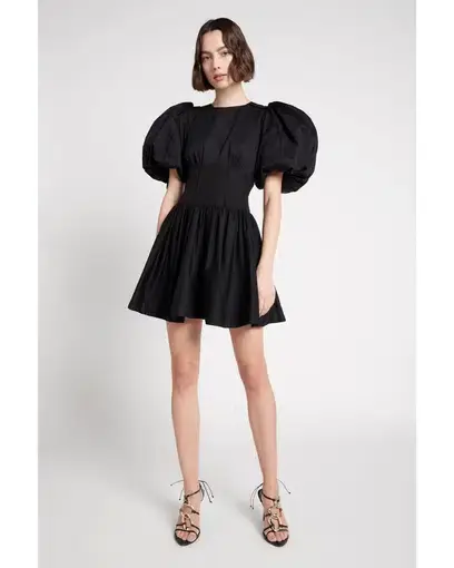 Aje Gianna Puff Sleeve Mini Dress Black Size AU 8