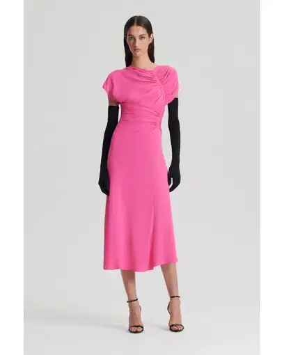 Scanlan Theodore Gathered Drape Dress Pink Size AU 8