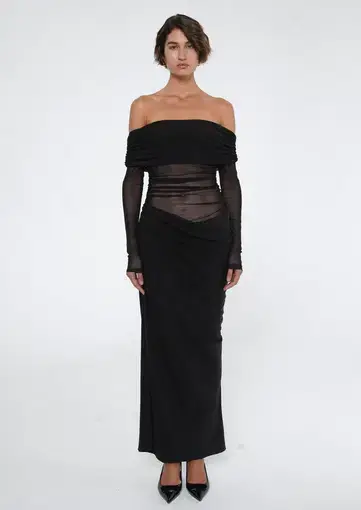 Benni Yasmin Off-Shoulder Maxi Dress Black Size 8
