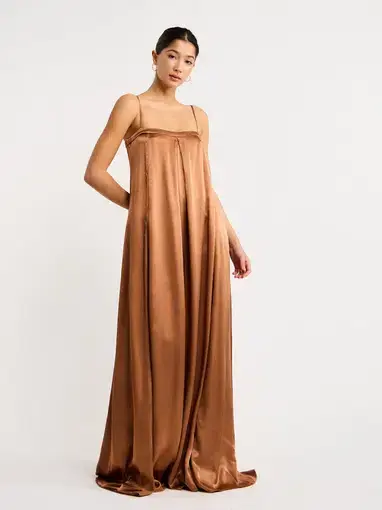 Shona Joy La Lune Column Maxi Dress Almond Size 14