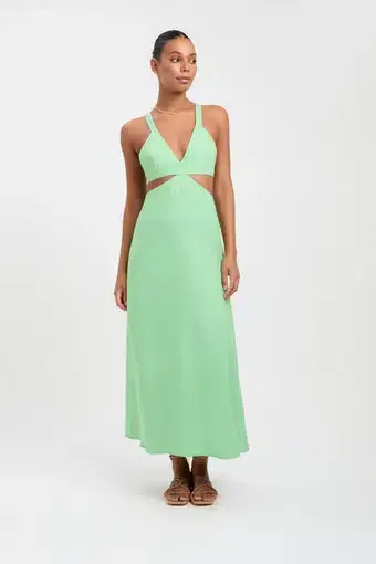 Kookai Palm Midi Dress Green Size 8 