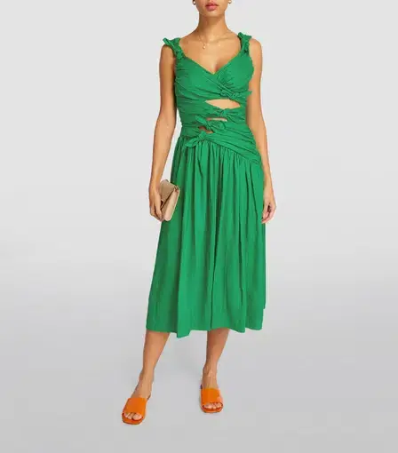 Zimmermann Tiggy Bow Midi Dress Green Size 4/ AU 16