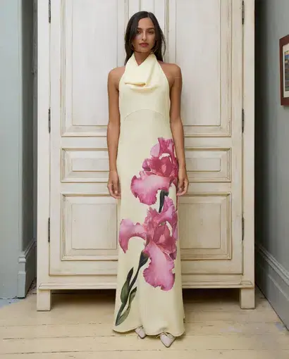 With Harper Lu Cowl Slip Dress Iris Floral Size M / AU 10