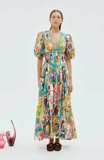 Alemais Evergreen Midi Dress Multi Size 8