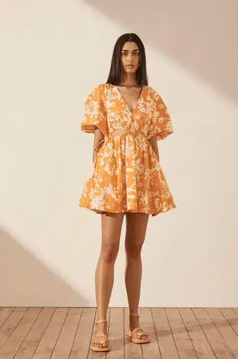 Shona Joy Mirella Mini Dress Orange Floral Size 8