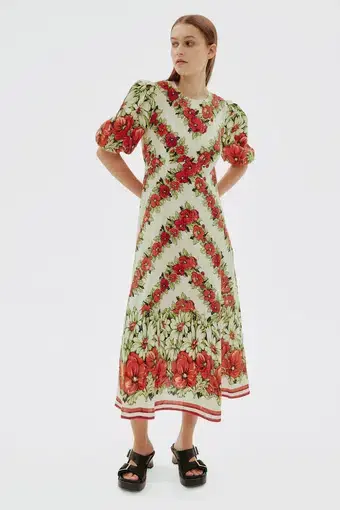 Alemais Exclusive Amelie Midi Dress Floral Size 6