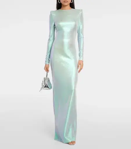 Galvan Frieze Long Sleeve Gown Iridescent Size 8