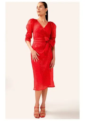 Sacha Drake Luna Lu Midi Dress Red Size 14