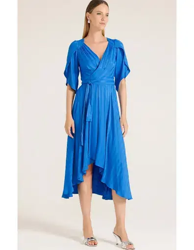 Sacha Drake Hanworth House Wrap Midi Dress in Cobalt Size 14