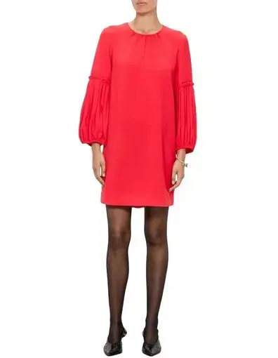 Veronika Maine Double Crepe Shift Mini Dress Red Size 14