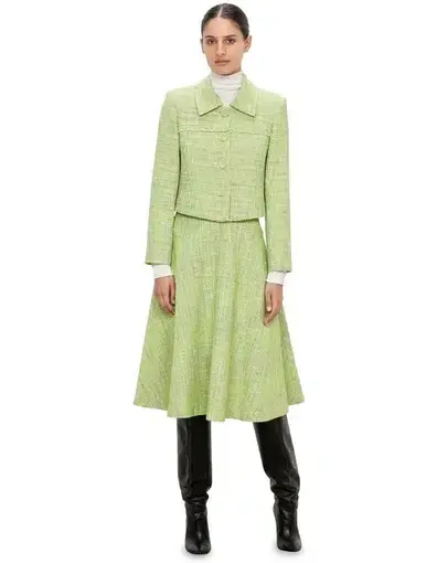 Veronika Maine Short Tweed Jacket Neon Lime Size 14