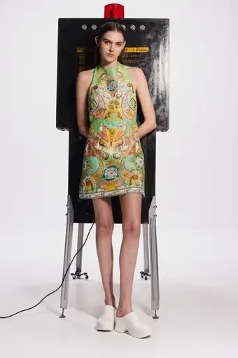 Alemais Pinball Mini Dress Green Print Size 12