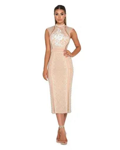 Portia & Scarlett Balmain Midi Dress Nude Size AU 10