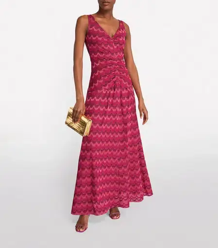 M Missoni Zigzag Maxi Dress Pink Size XL / AU 14