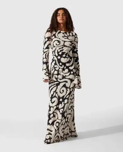 The Wolf Gang Santa Elena Maxi Dress Ikat Print Size 8