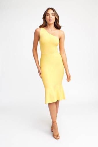 Kookai Florida One Shoulder Midi Dress in Lemon Yellow
Size 10