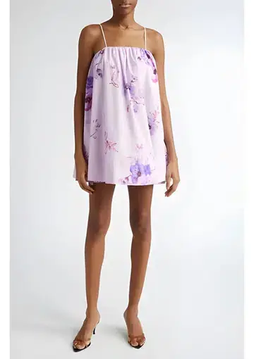 Zimmermann Lightburst Puff Mini Dress Purple Floral Size 0 / AU 8