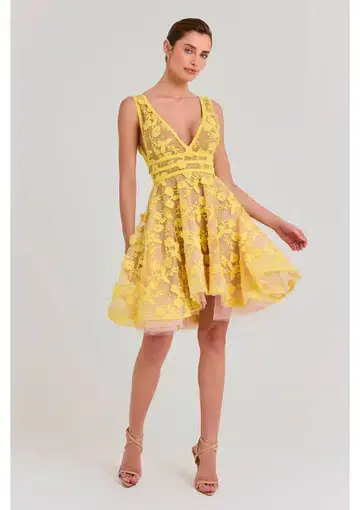 Nadine Merabi Lola Mini Dress Lemon Yellow Size S / AU 8