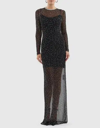 Rebecca Vallance  Cecile Gown Sheer Mesh Long Sleeve Diamantes Size 8 