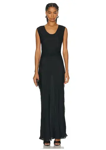 St. Agni Pinstripe Silk Maxi Dress Black Size S / AU 8