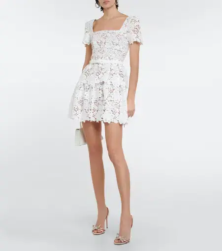 Self Portrait Bridal Lace Mini Dress White Size AU 8