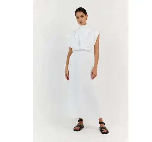 DISSH Alessi Linen Midi Dress White Size AU 8