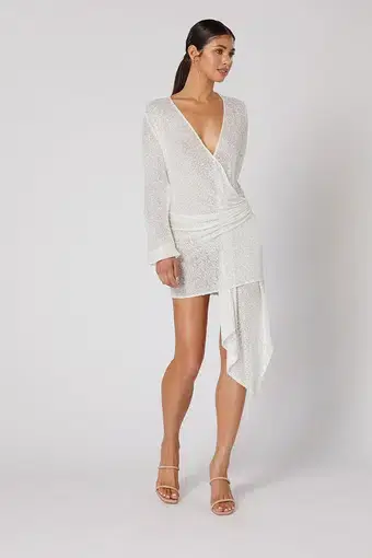 Winona Husk Asymmetrical Mini Dress White Size 8