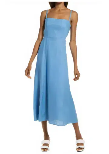 Reformation Starfruit Linen Midi Dress in Parisian Blue Size 8