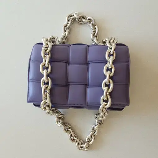 BOTTEGA VENETA CHAIN PADDED CASSETTE BAG PURPLE