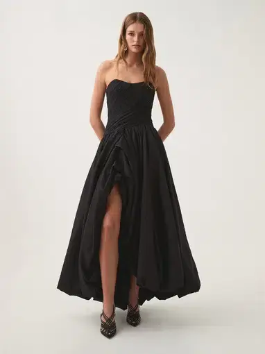 Aje Spatial Bubble Hem Maxi Dress Black Size 16