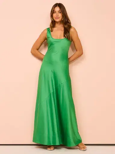 By Nicola Beneath the Stars Bias Cut Slip Dress Verde Size 16