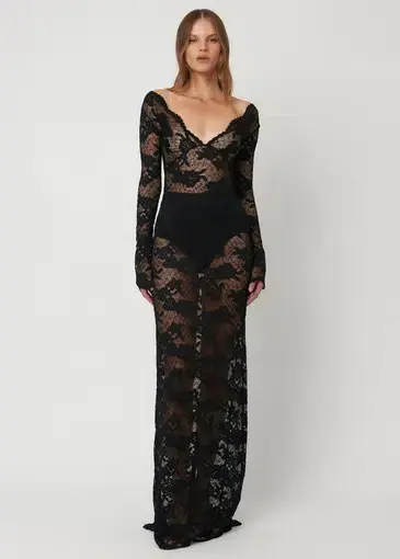 Effie Kats Milano Maxi Dress in Black Lace Size M / AU 10