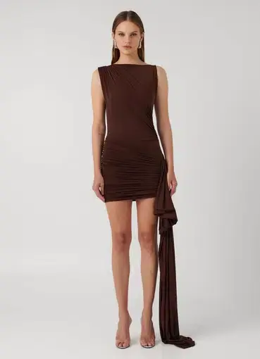 Effie Kats Juno Mini Dress in Cocoa Size XS / AU 6