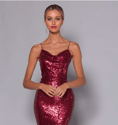 Bariano Sequin Burgundy Gown Size 10