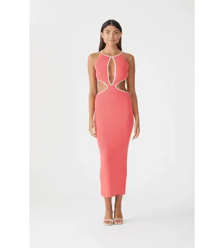 San Sloane Adrian Rib Dress Coral/Pink Size 6