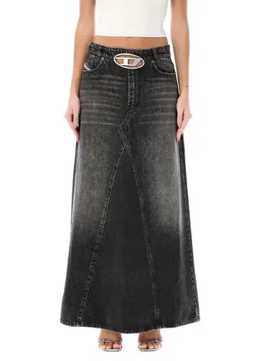 Diesel De-Pago-S3 Denim Maxi Skirt 2 Black Size 10