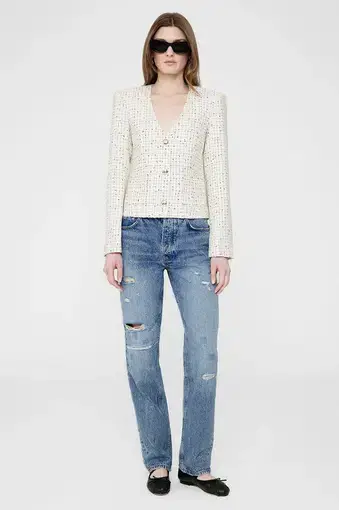 Anine Bing Anitta Jacket in Cream/Black Tweed Size XS / AU 6